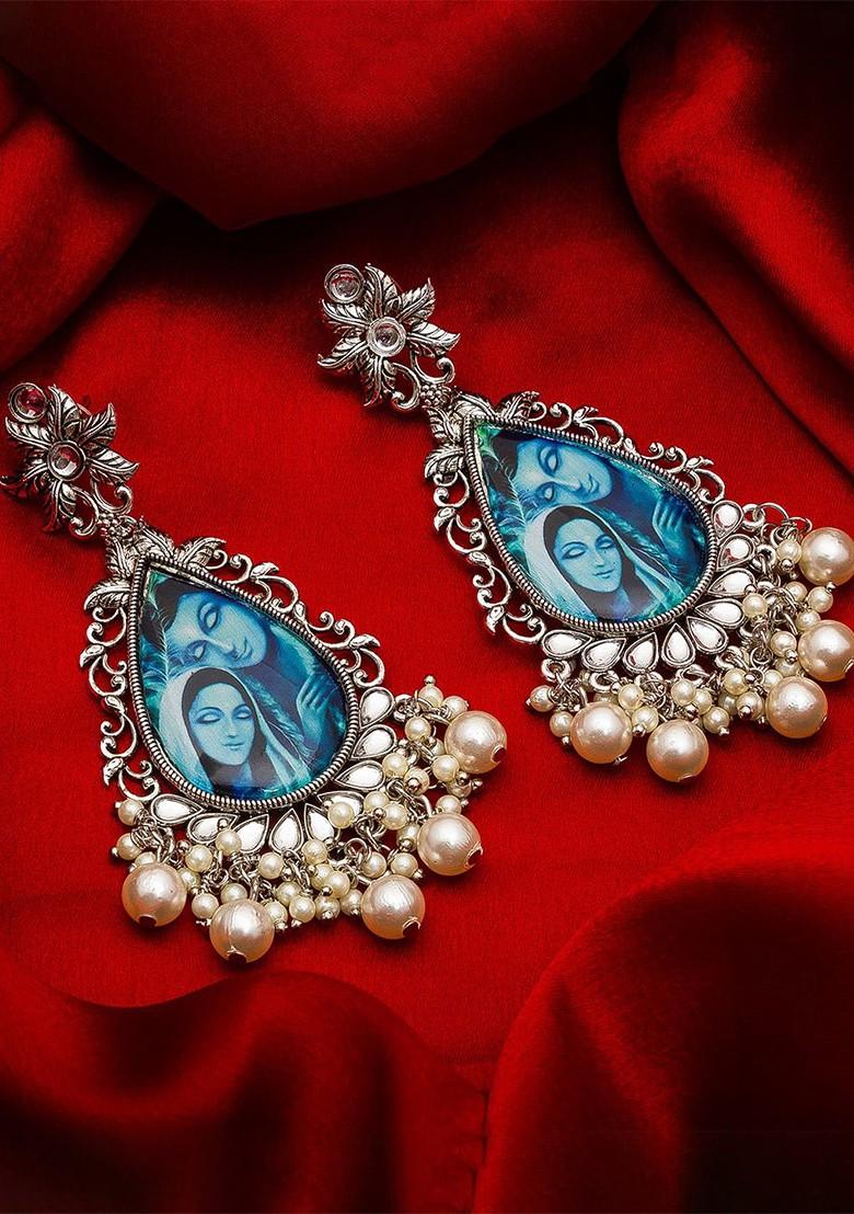 Silver Silver Toned Contemporary German Silver Drop Earrings