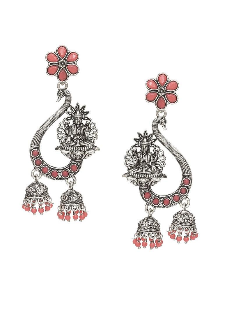 Silver Silver Chandbali Drop Earrings