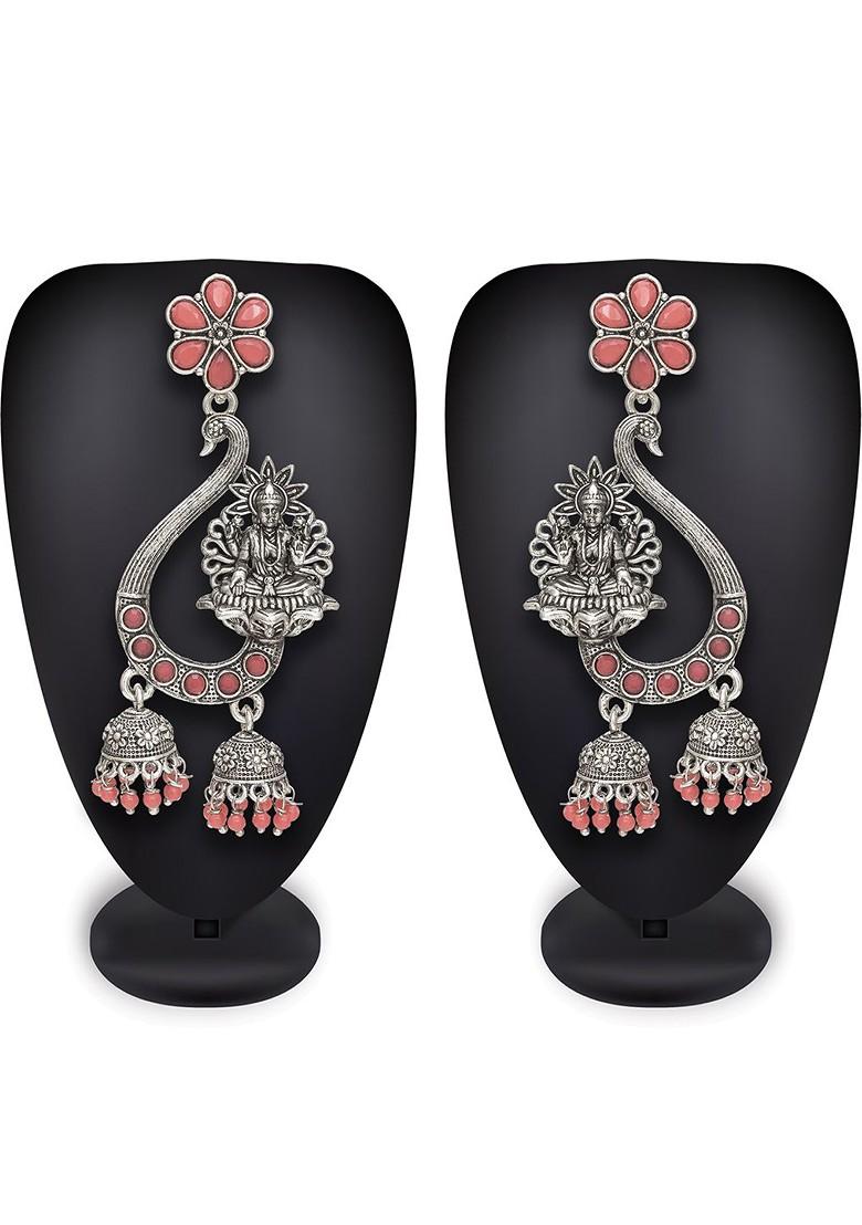 Silver Silver Chandbali Drop Earrings