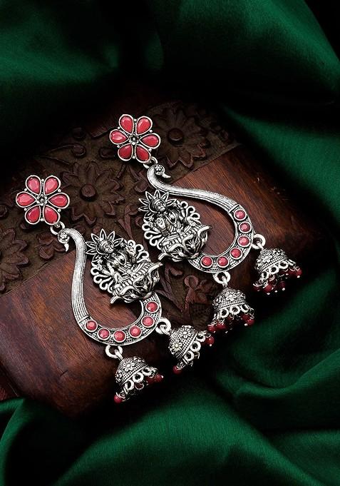 Silver Silver Chandbali Drop Earrings