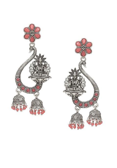 Silver Silver Chandbali Drop Earrings