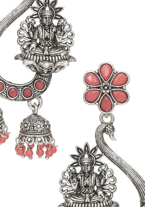 Silver Silver Chandbali Drop Earrings