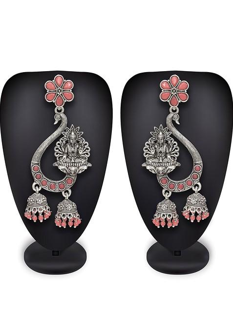 Silver Silver Chandbali Drop Earrings