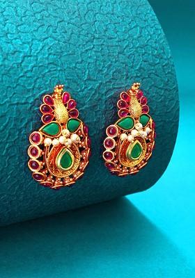 Gold Toned Contemporary Drop Earrings