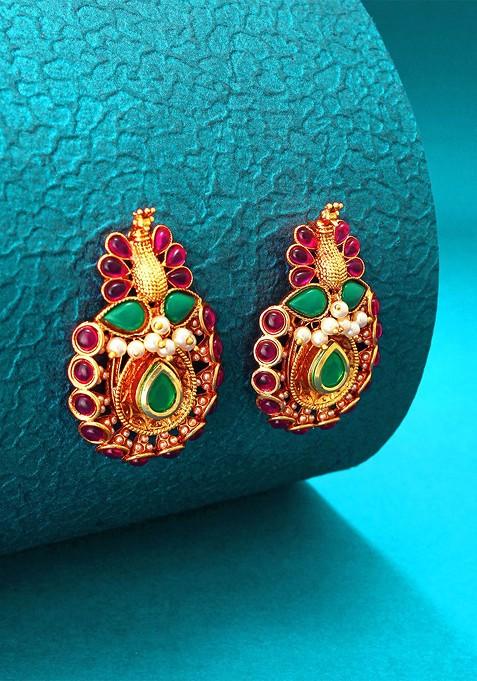 Gold Toned Contemporary Drop Earrings