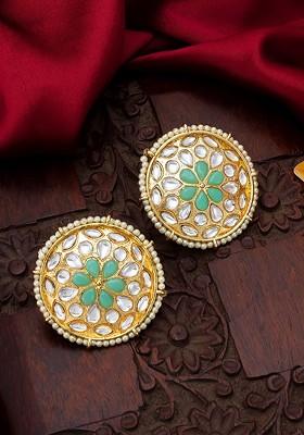 Gold Toned Circular Studs Earrings