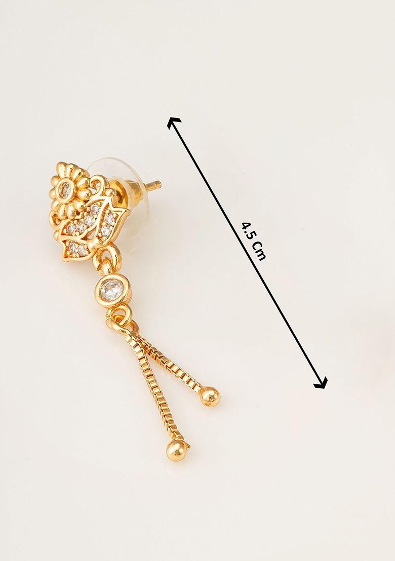 Gold Plated Stone Studded Contemporary Drop Earrings
