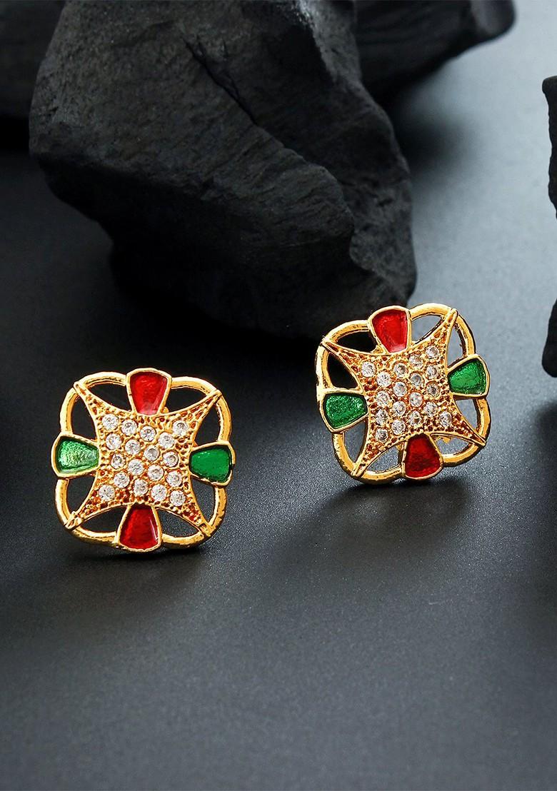 Gold Toned Contemporary Studs