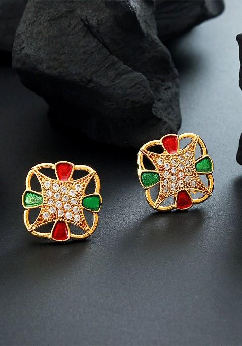 Gold Toned Contemporary Studs