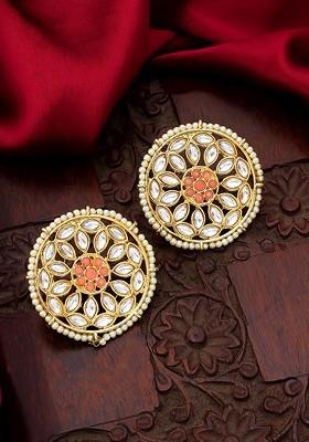 Gold Toned Circular Studs Earrings