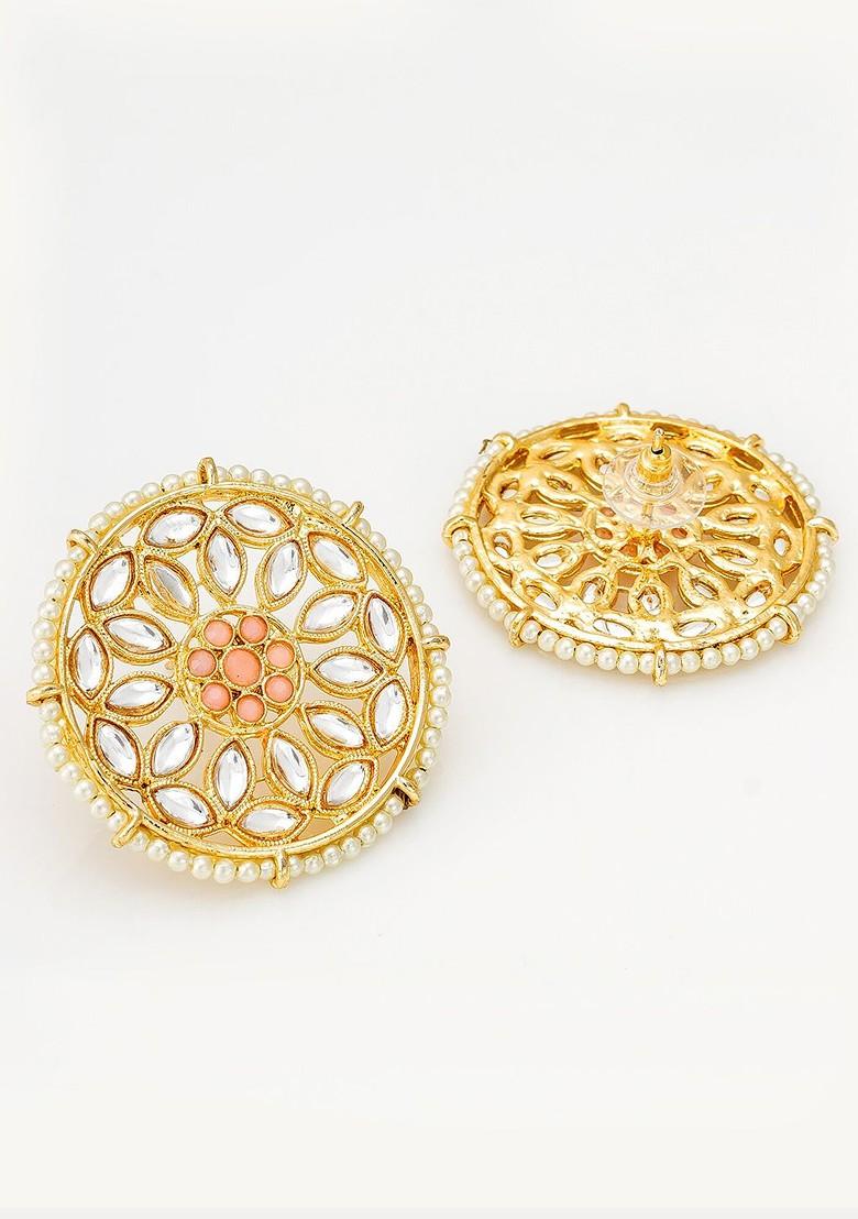 Gold Toned Circular Studs Earrings