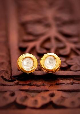 Gold Plated Artificial Stones Studded Circular Shaped Studs