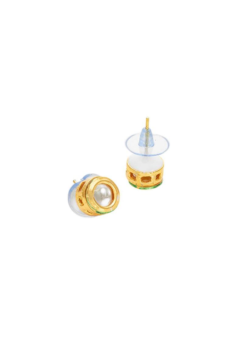 Gold Plated Artificial Stones Studded Circular Shaped Studs
