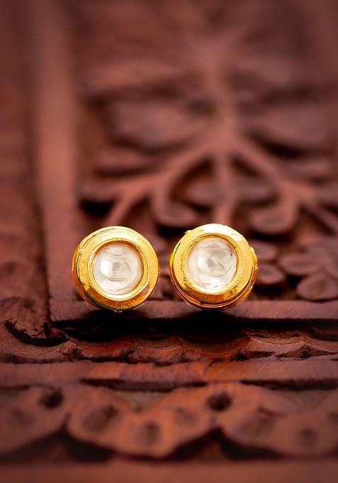 Gold Plated Artificial Stones Studded Circular Shaped Studs