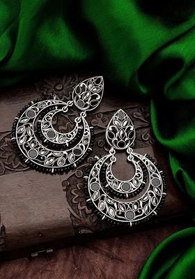Silver Silver Toned Classic Chandbalis Earrings