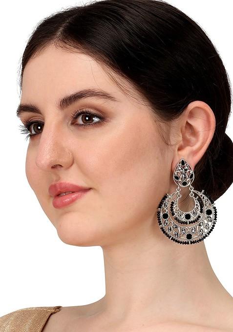 Silver Silver Toned Classic Chandbalis Earrings
