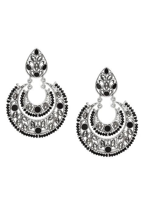 Silver Silver Toned Classic Chandbalis Earrings