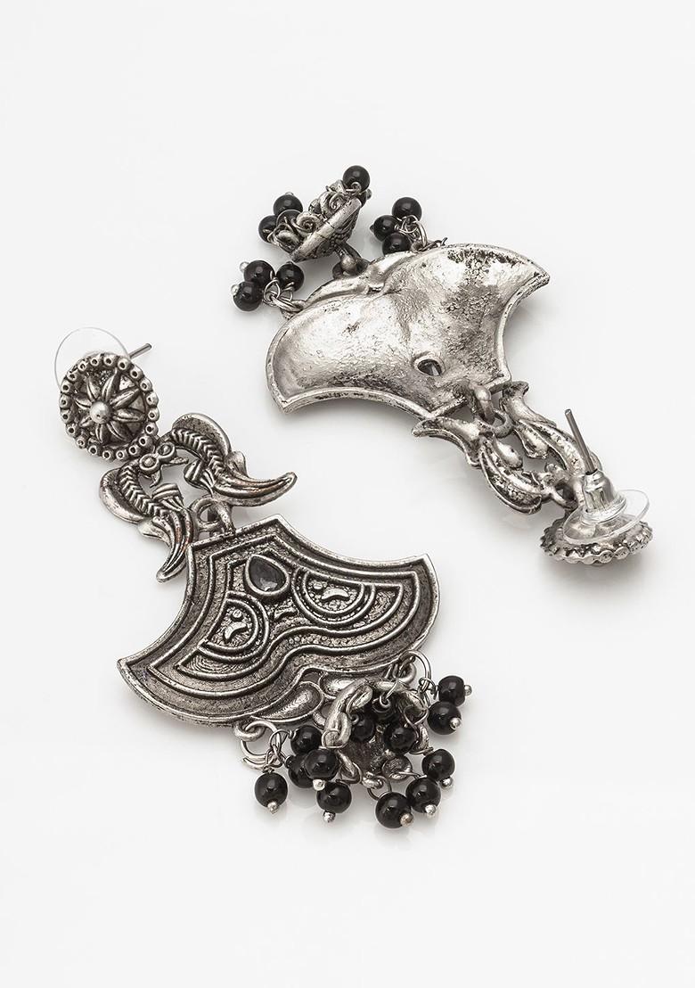 Silver Gold Plated Beaded Silver Contemporary Drop Earrings