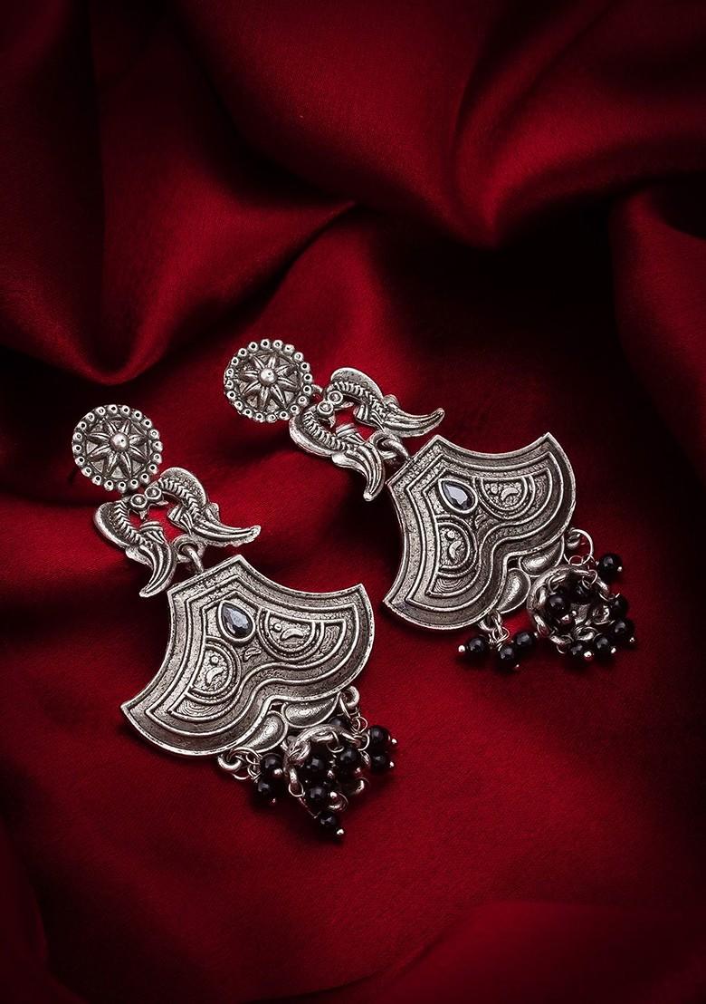 Silver Gold Plated Beaded Silver Contemporary Drop Earrings