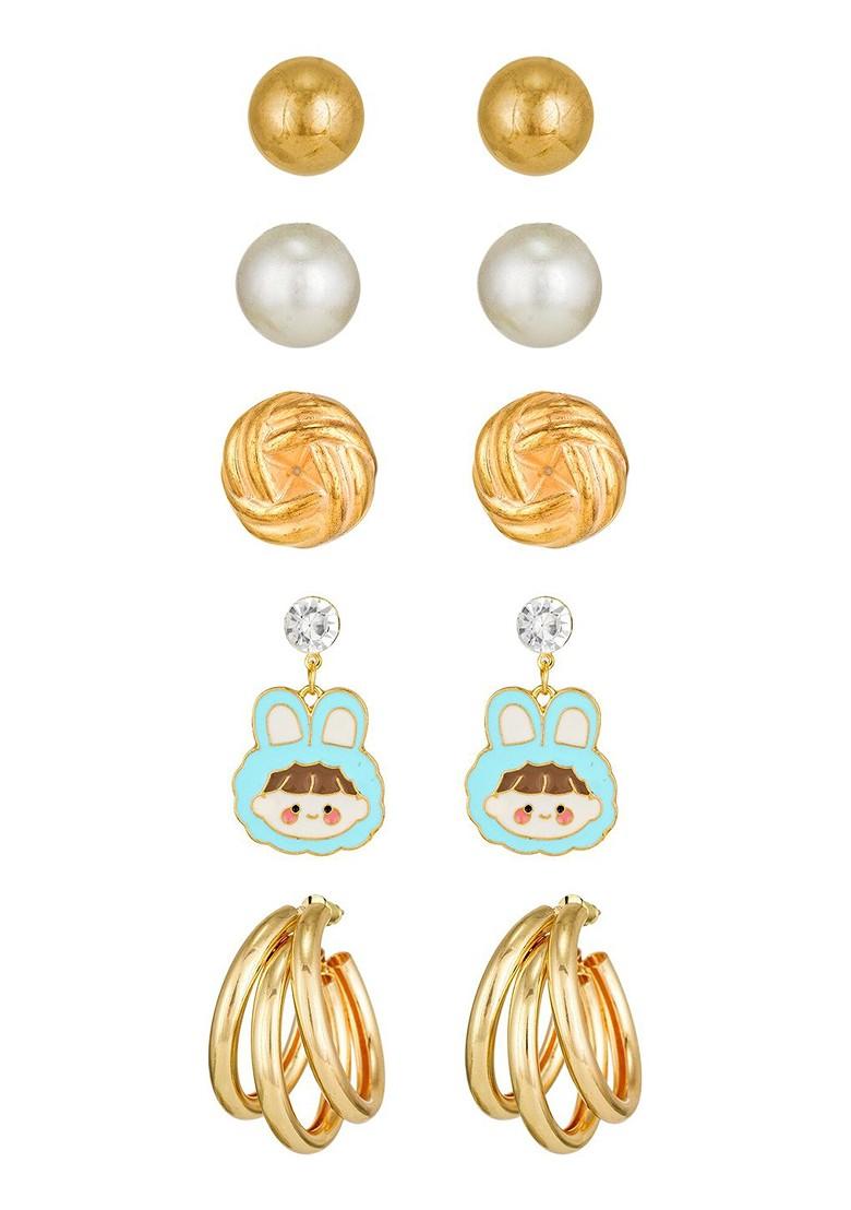 Gold Toned Geometric Studs Earrings