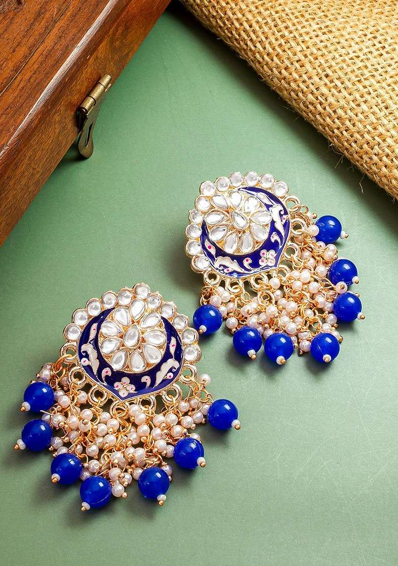 Gold Plated Crescent Shaped Chandbalis - Indya