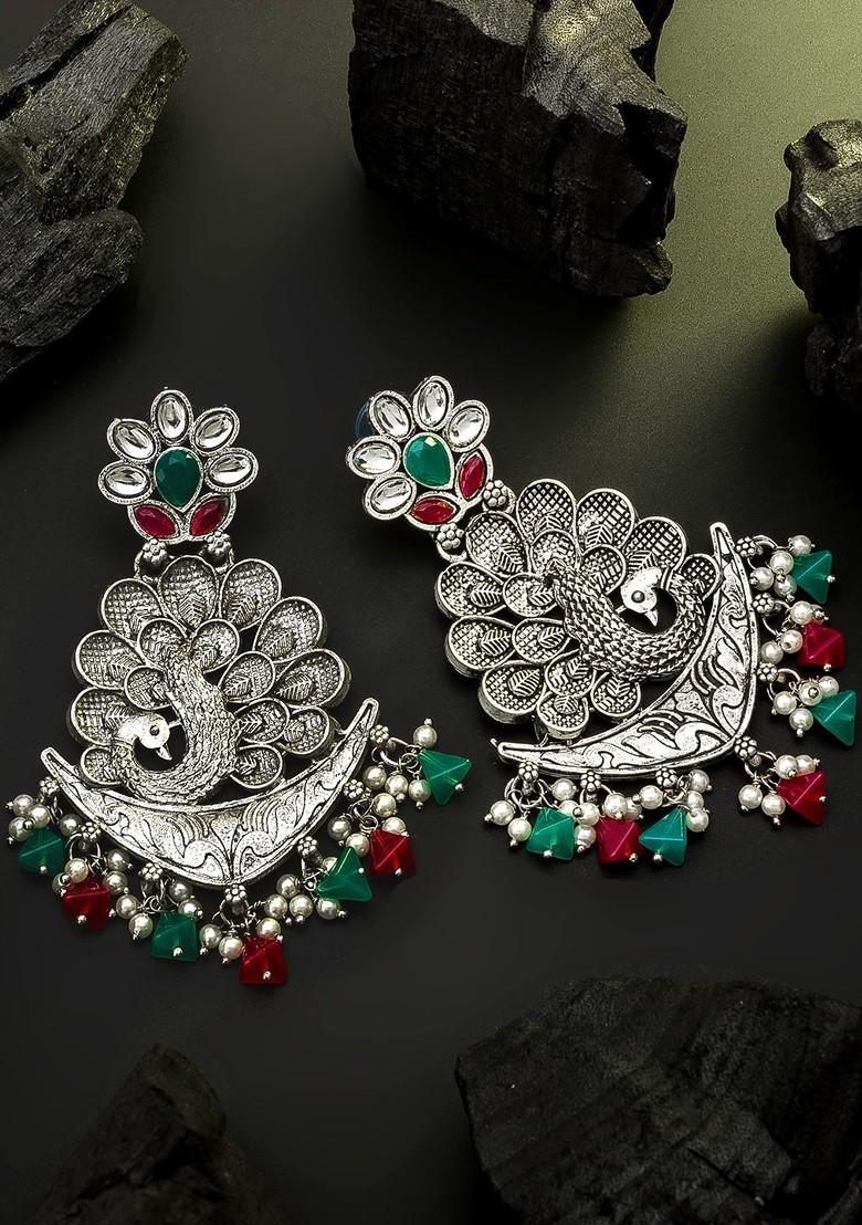 Silver Silver Toned Contemporary Drop Earrings