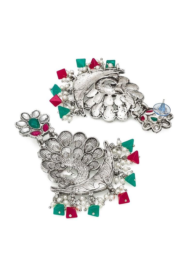 Silver Silver Toned Contemporary Drop Earrings