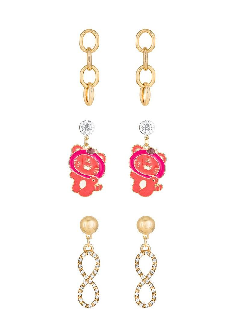 Gold Toned Geometric Studs Earrings