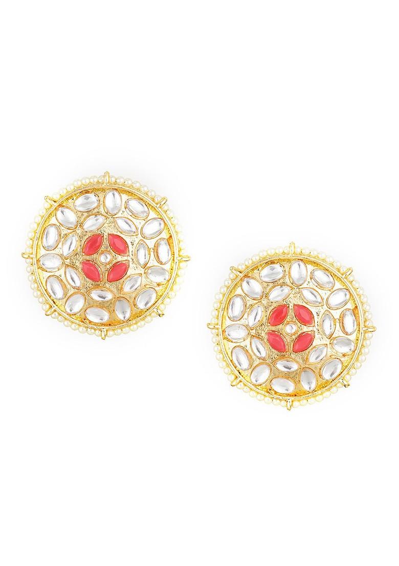 Gold Toned Circular Studs Earrings