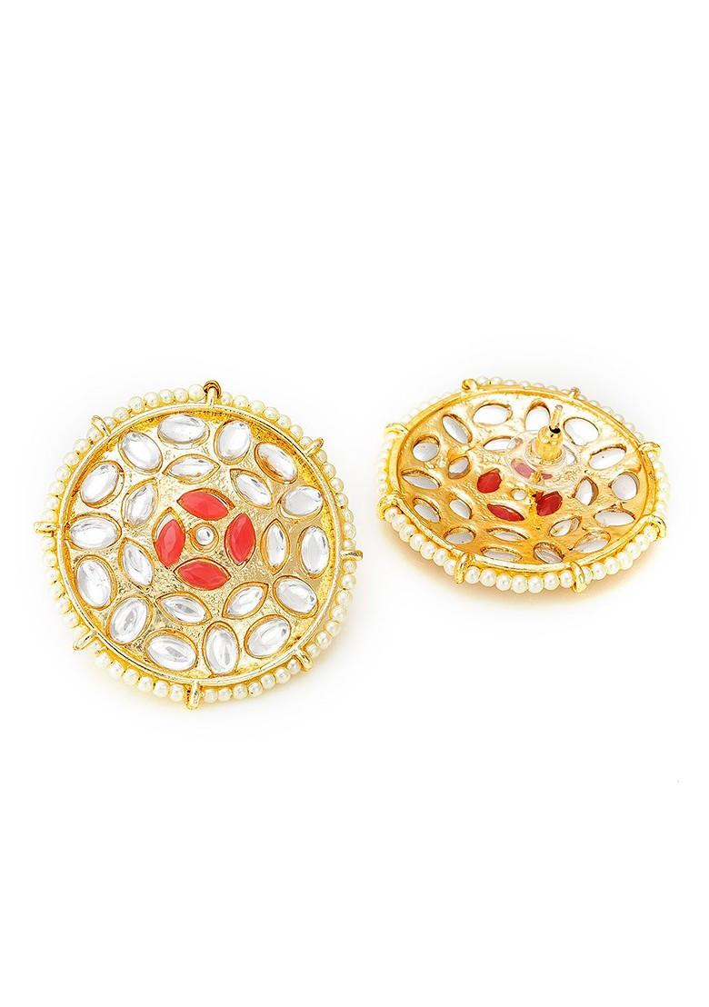 Gold Toned Circular Studs Earrings