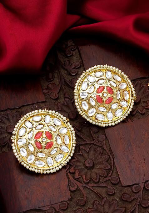 Gold Toned Circular Studs Earrings