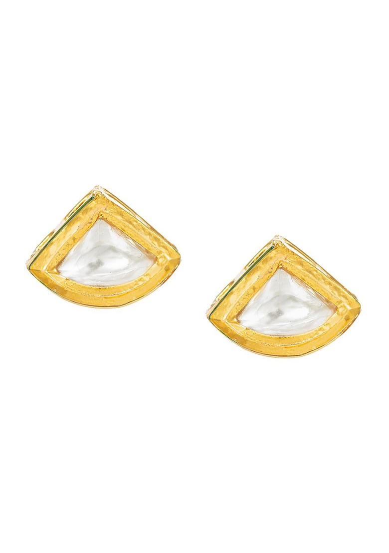 Gold Plated Kundan Studded Triangular Shaped Studs