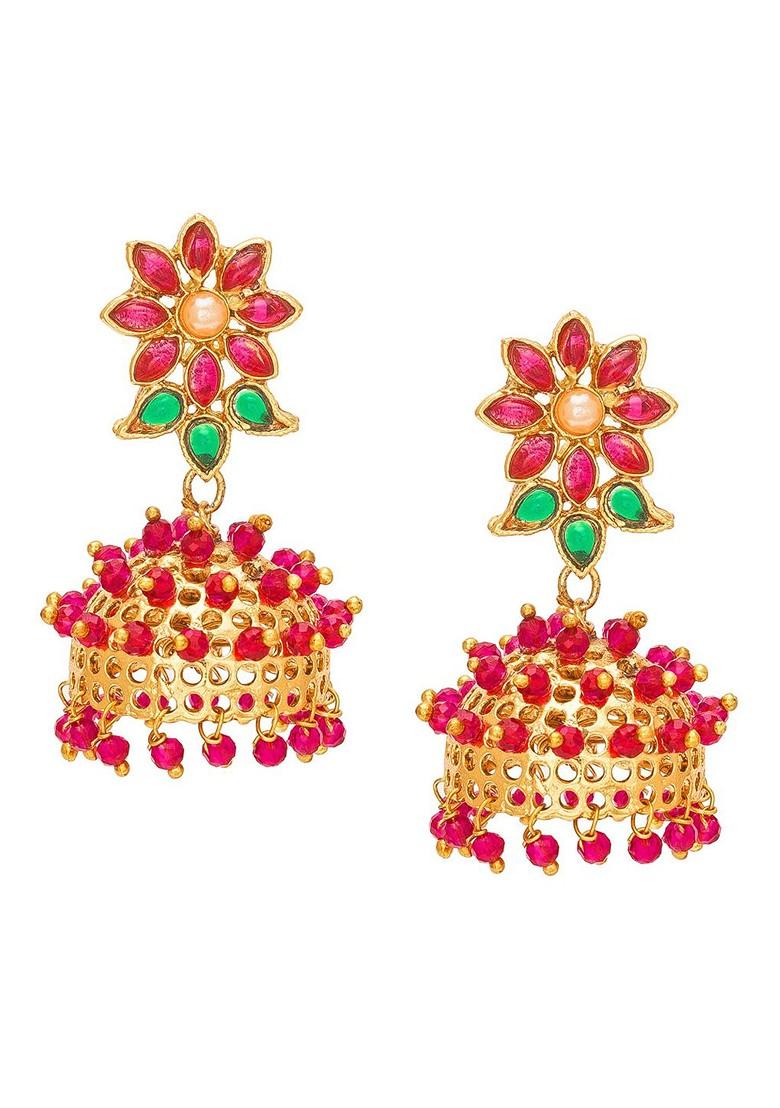 Gold Toned And Gold Plated Contemporary Jhumkas Earrings