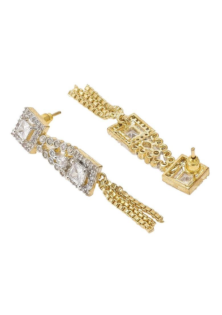 Gold Toned Geometric Drop Earrings