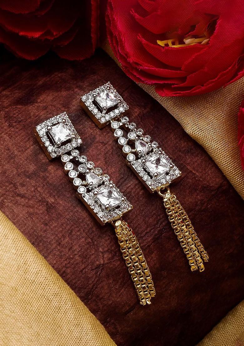 Gold Toned Geometric Drop Earrings