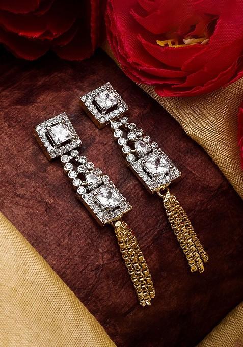 Gold Toned Geometric Drop Earrings