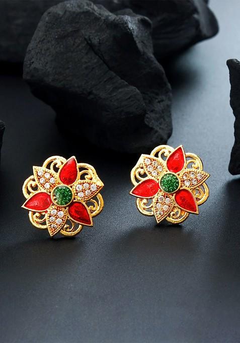 Gold Toned Contemporary Studs