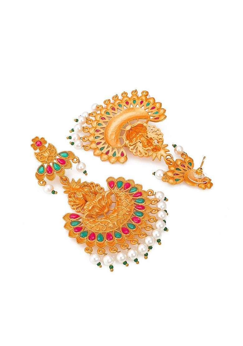 Gold Toned Contemporary Chandbalis - Indya