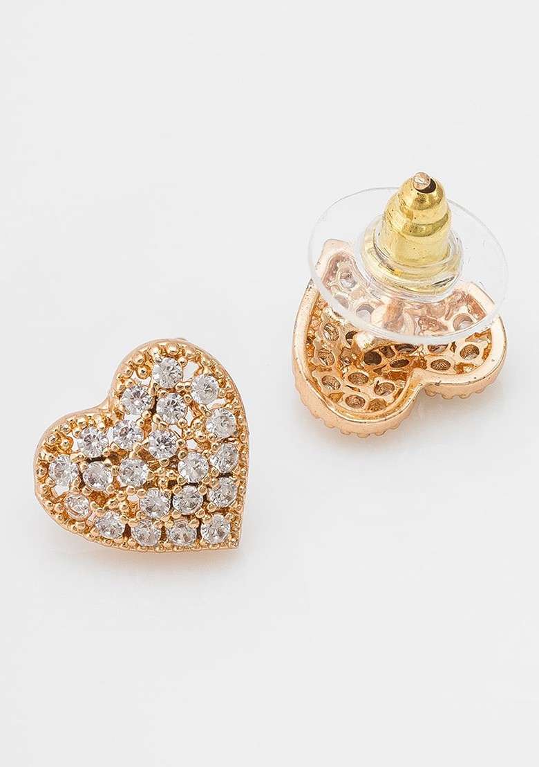 Set Of 2 Rose Gold Plated Classic Drop Earrings - Indya