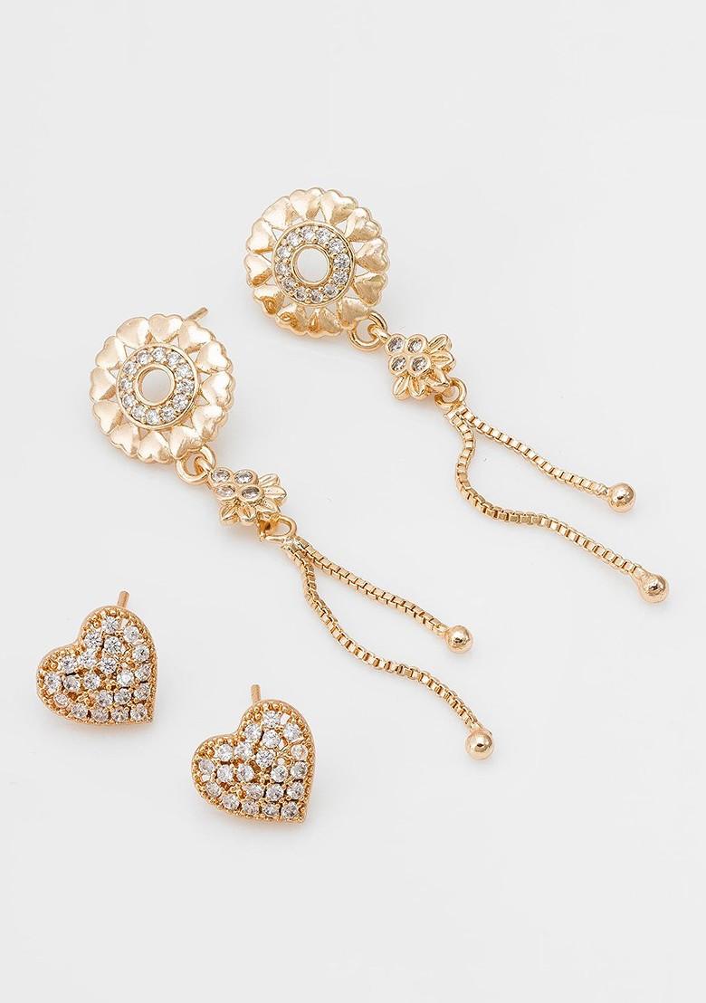 Set Of 2 Rose Gold Plated Classic Drop Earrings