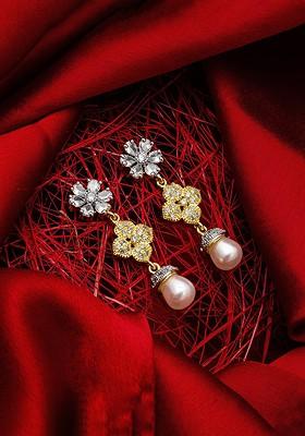 Gold Toned Geometric Drop Earrings