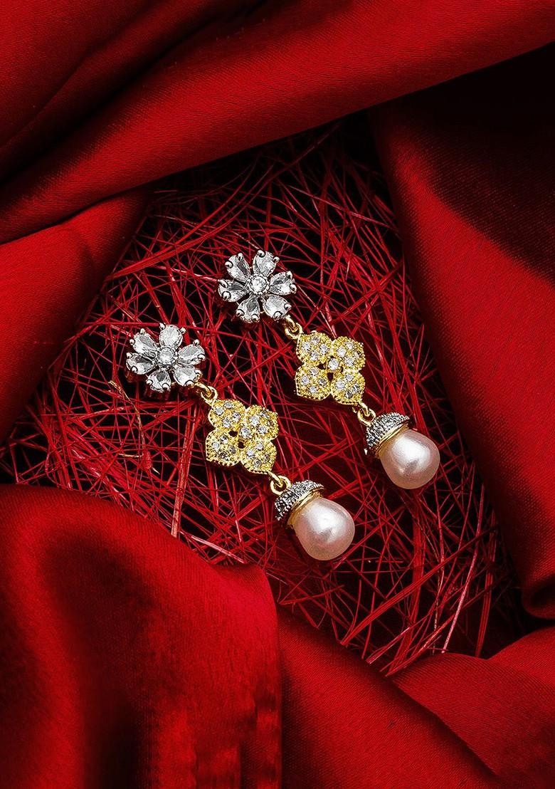 Gold Toned Geometric Drop Earrings