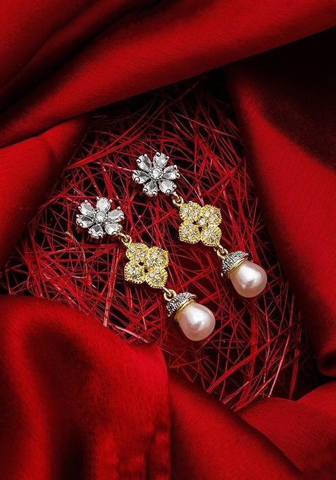 Gold Toned Geometric Drop Earrings