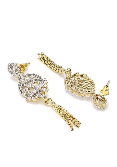 Gold Toned Teardrop Shaped Drop Earrings