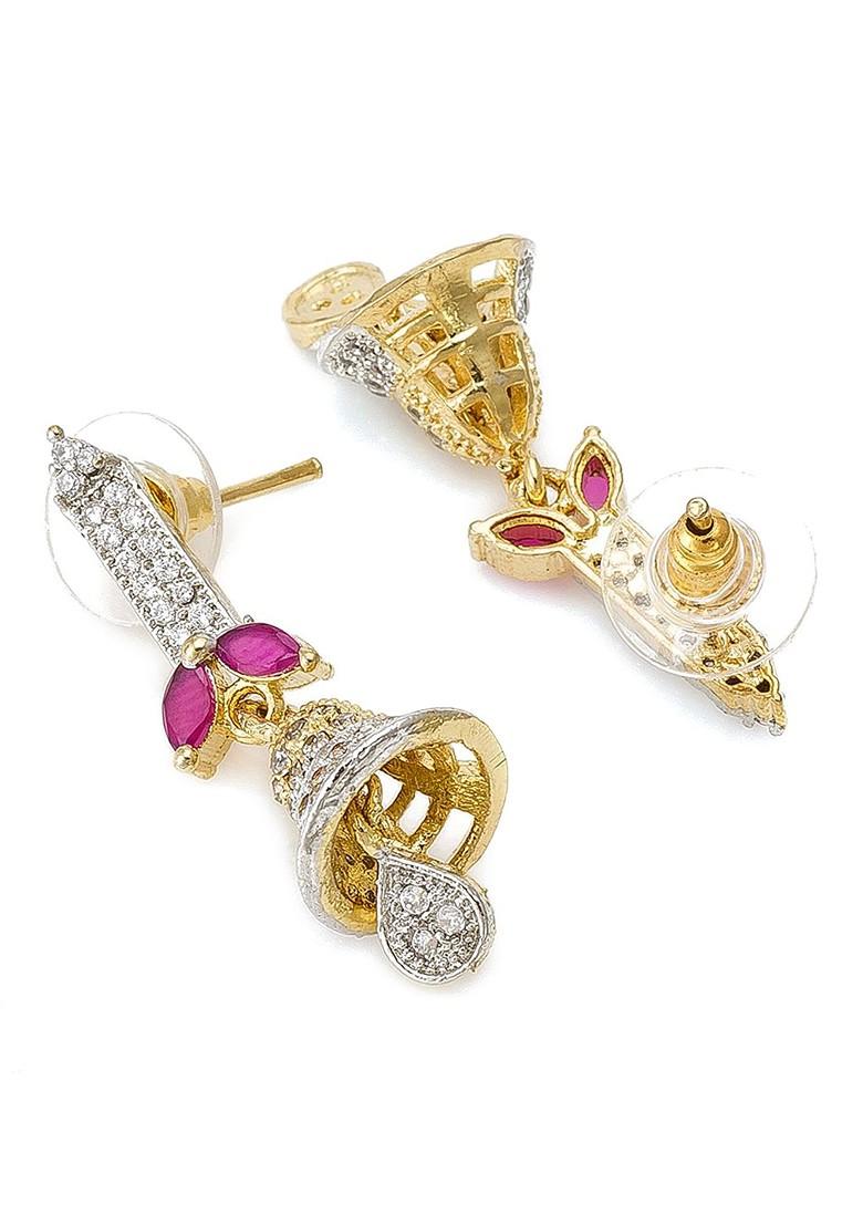 Gold Toned Geometric Jhumkas Earrings