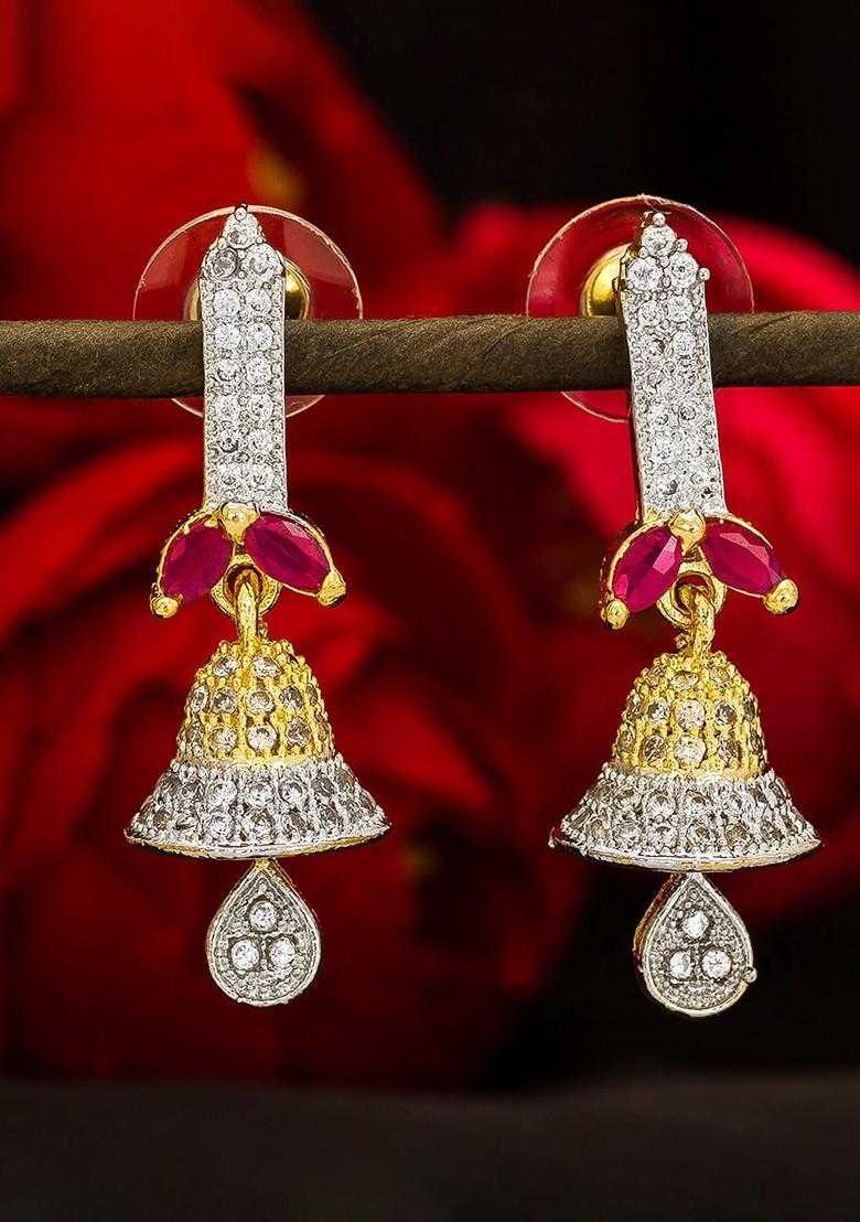 Gold Toned Geometric Jhumkas Earrings