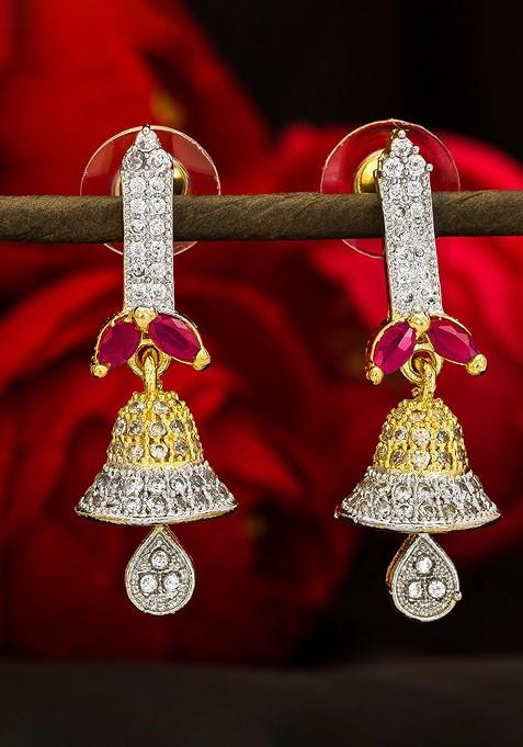 Gold Toned Geometric Jhumkas Earrings