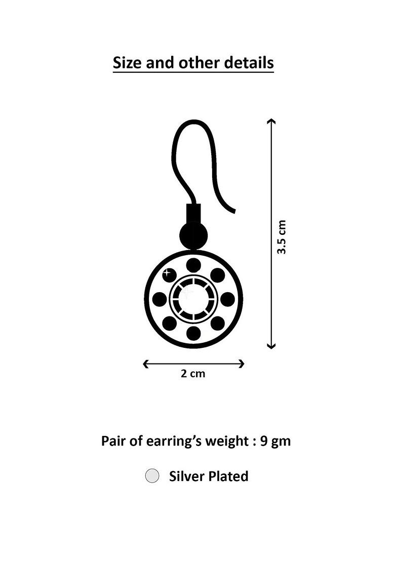 Set Of 2 Silver Plated Artificial Stones Studded Dome Shaped Jhumkas