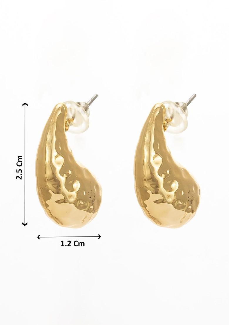Set Of 2 Gold Plated Teardrop Shaped Half Hoop Earrings