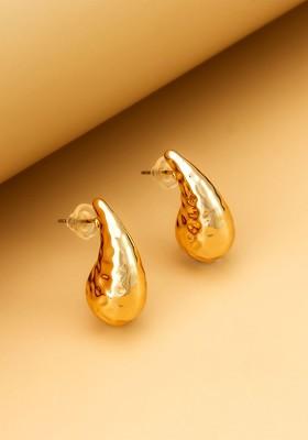 Gold Plated Teardrop Shaped Drop Earrings